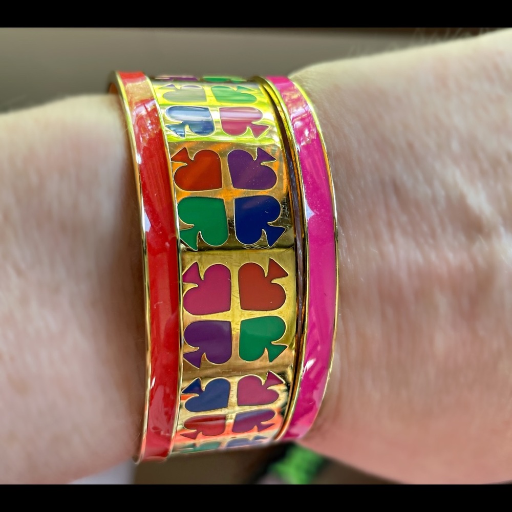 Kate Spade Red Enamel “Take Heart” Bangle Bracelet View 6